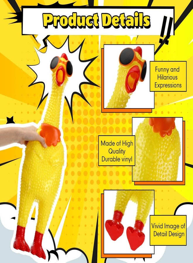 Arrowbash دجاجة آروباش العملاقة الصارخة بطول 23.6 بوصة، دجاجة كبيرة تصرخ وتصدر أصواتًا مزعجة، أداة مبتكرة كهدية طريفة (أصفر) - Image 5